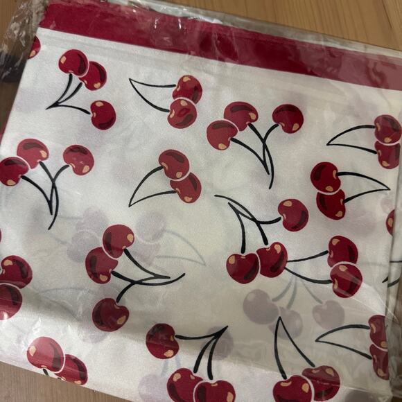 🍒 Cherry Swirl Print Silk Square Scarf - Picture 8 of 9